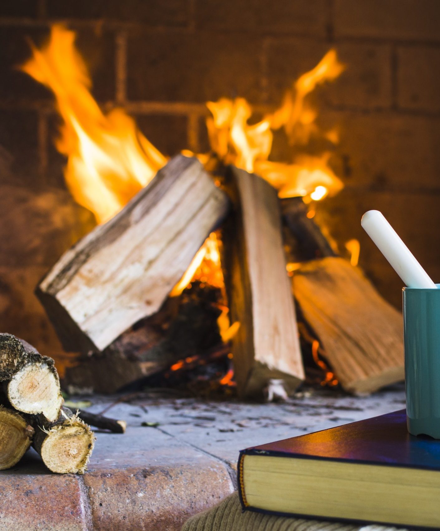 beverage-book-near-fireplace